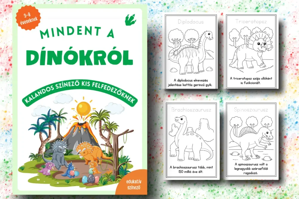 MIndent a dínókról edukatív színező foglalkoztató